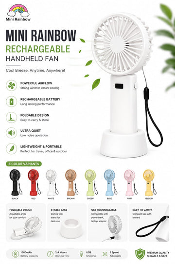 Mini Rainbow Rechargeable Fan