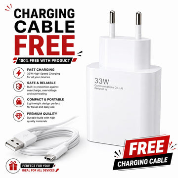 33W Fast Charger With Free Data Cable