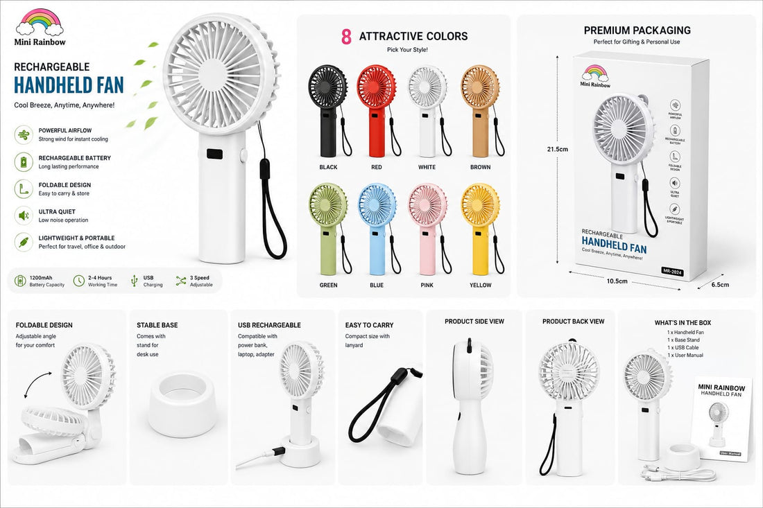 Mini Rainbow Rechargeable Fan